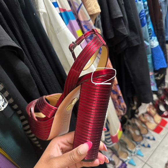 Aquazurra Sundance Metallic Leather Platform Sandals Size 40 - Picture 11 of 13